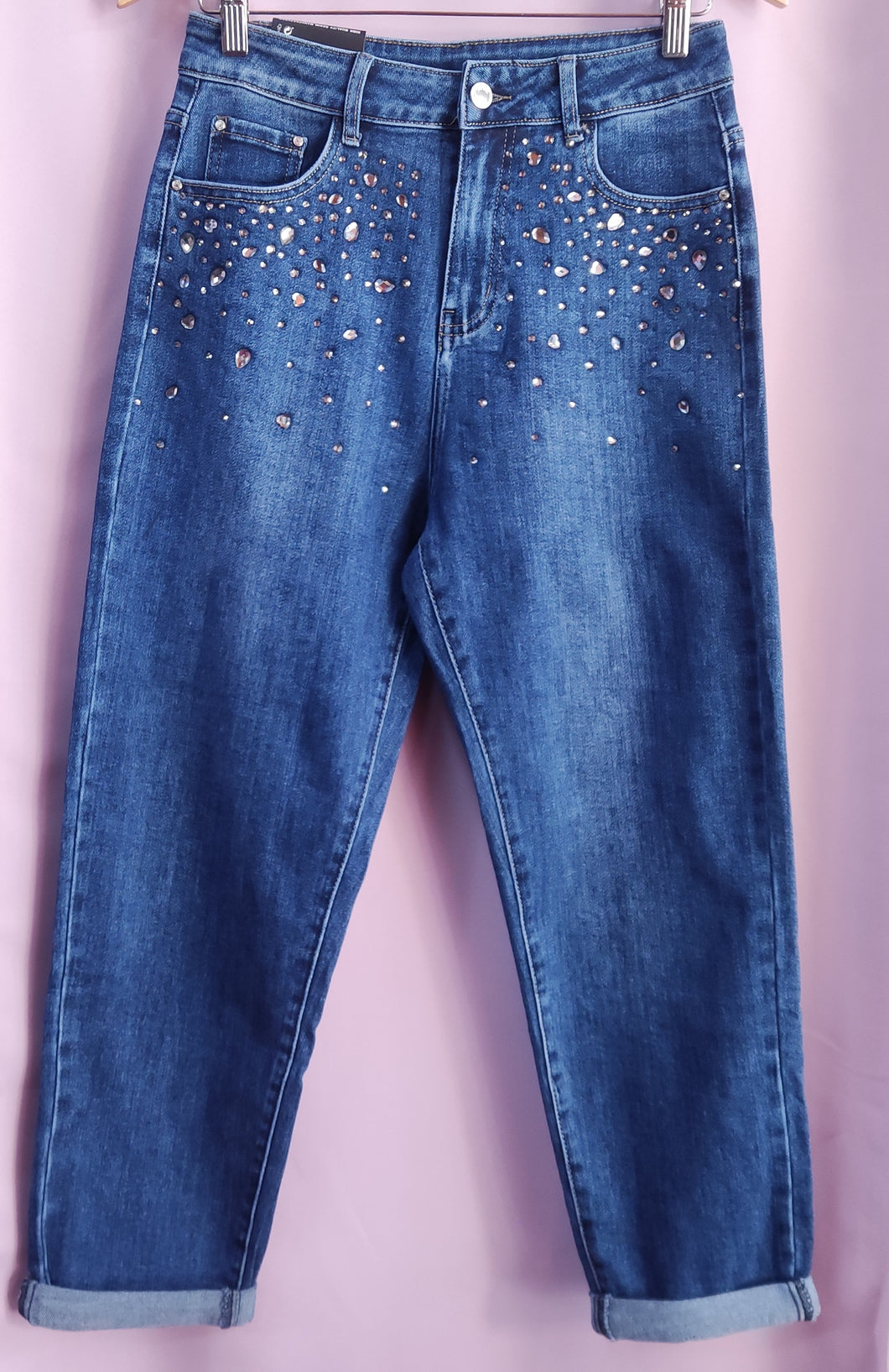 Jeans Mom Fit Strass